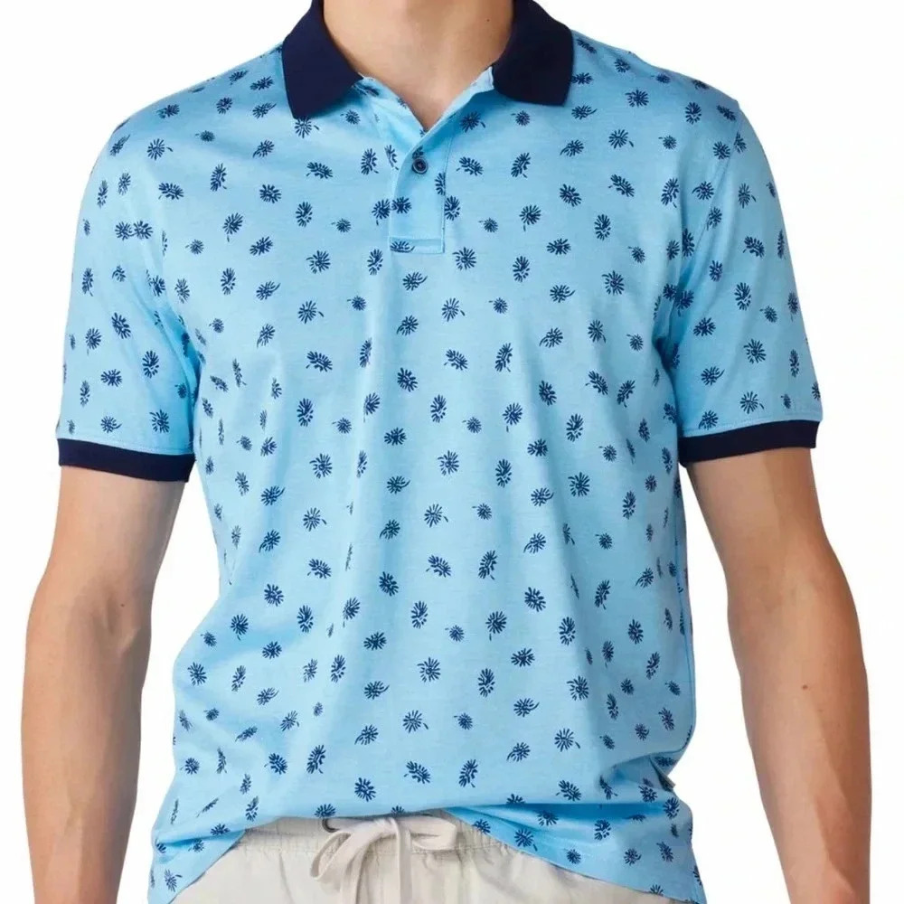 RODD & GUNN | Abus Valley Polo | Light Blue with Navy trim | Size Large | NWT